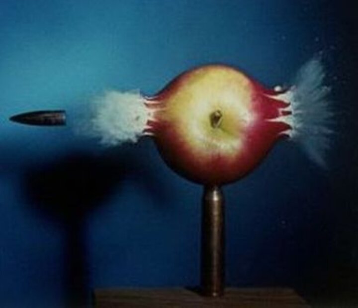 An apple being shot